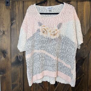 VTG Partners by Mervyn's Floral Knit Cottagcore Boucle Sweater